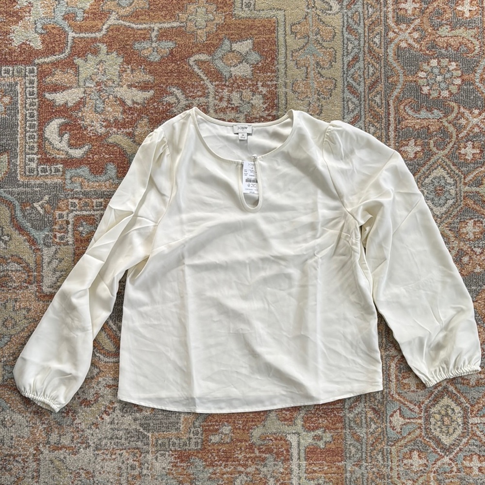 J.Crew Cream Long Sleeve Blouse size M